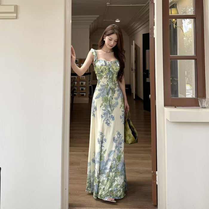 Ruffle Printed Maxi Dress - Fashionnsio