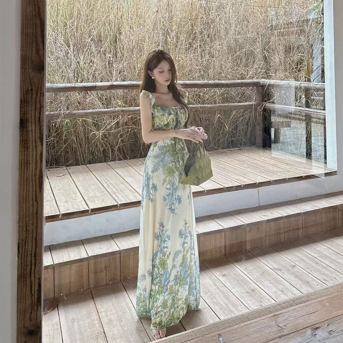 Ruffle Printed Maxi Dress - Fashionnsio