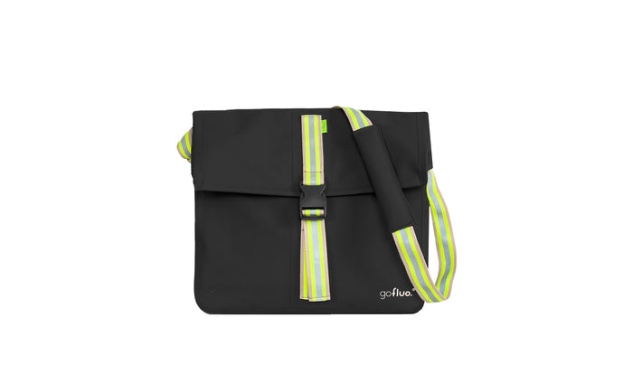 Sac Vélo pour Porte-Bagage en Bandoulière Réfléchissant Go Fluo Robin Noir et Jaune