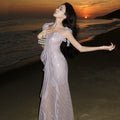 Sequin Ruffle Long Dress - Fashionnsio