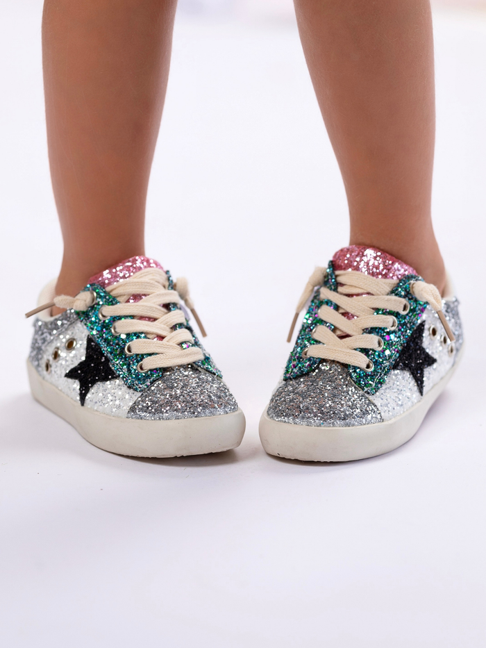 Sequin Sensation Casual Silver Sneakers by Liv and Mia Mia Belle Girls