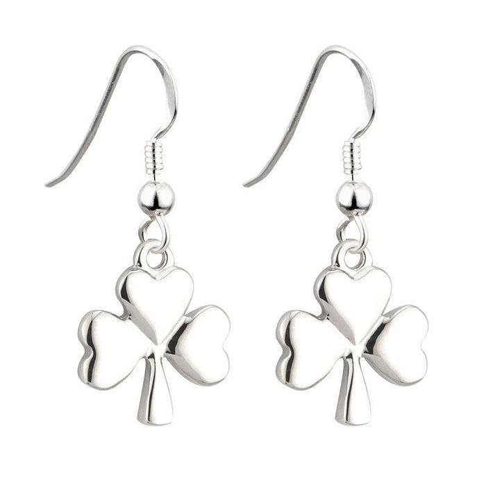 Solvar Rhodium Shamrock Drop Earrings S33329