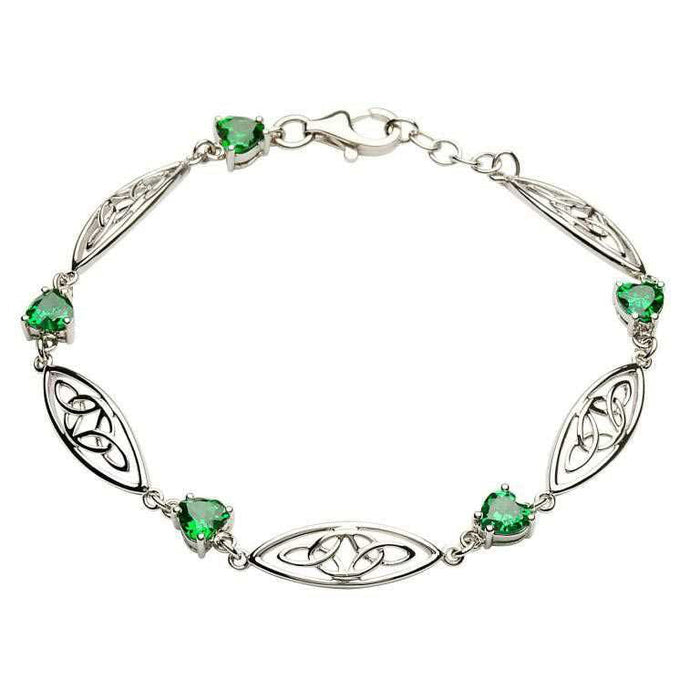 Silver Celtic Stone Set Trinity Bracelet