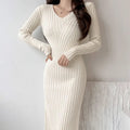 Korean Knitted Bodycon Dress fashionnsio