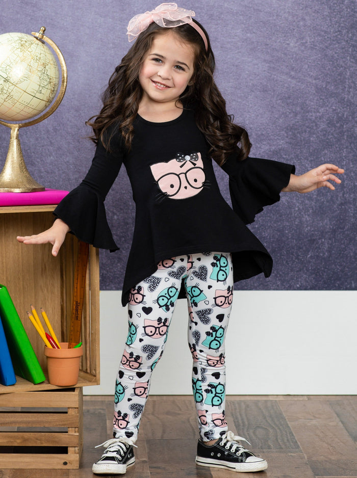 First Day of School | Kitten Tunic & Legging Set | Mia Belle Girls