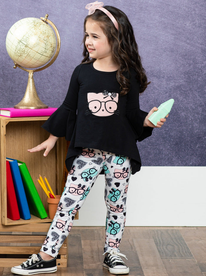 First Day of School | Kitten Tunic & Legging Set | Mia Belle Girls