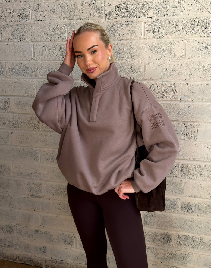 Snap Collar Sierra Sweatshirt in Pebble