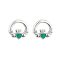 Solvar Rhodium Enamel Claddagh Stud Earrings S33535