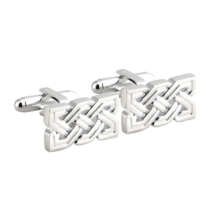 Solvar Rhodium Plated Celtic Knot Cufflink S6468
