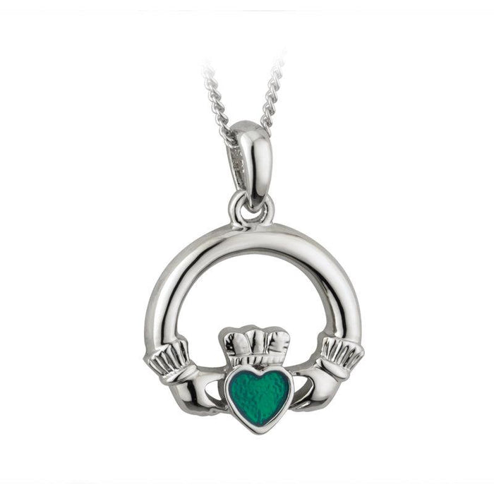 Solvar Rhodium Plated Enamel Claddagh Pendant S4910