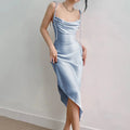 Spaghetti Strap Pleated Irregular Dress fashionnsio