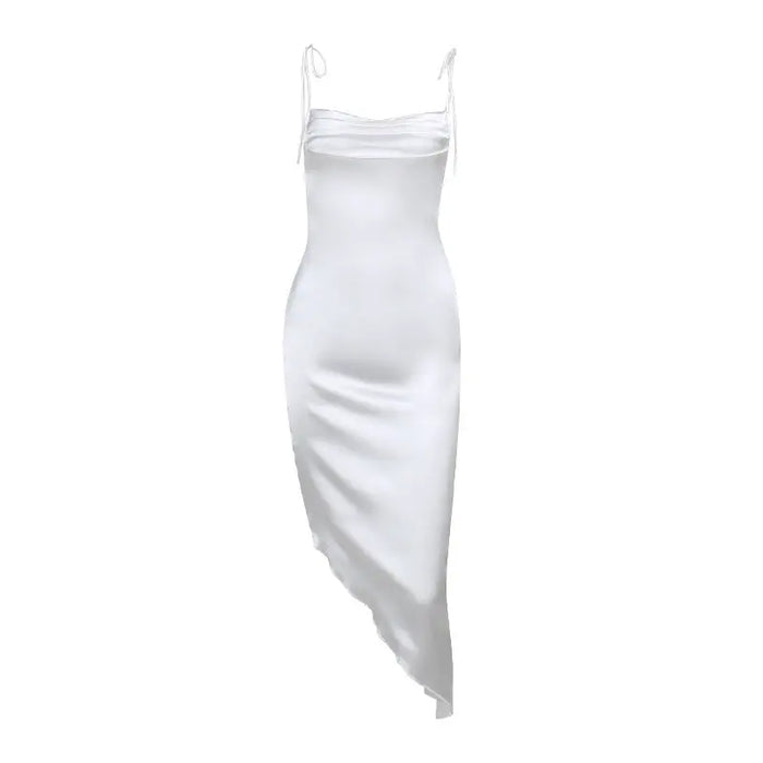 Spaghetti Strap Pleated Irregular Dress fashionnsio