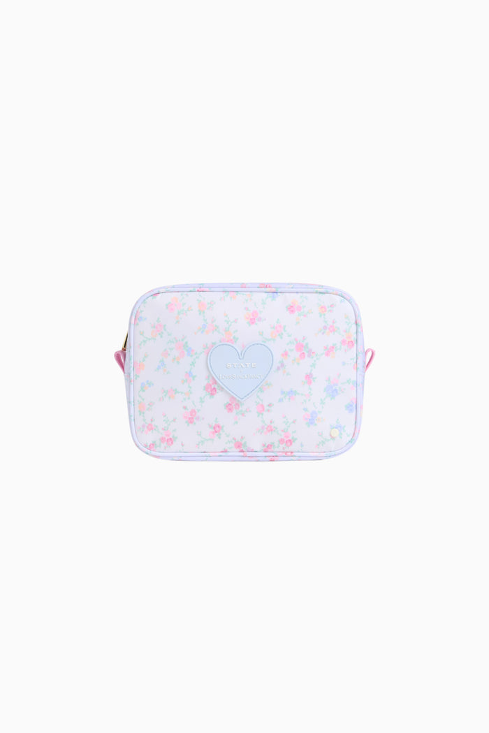Small pouch with floral design on a white background