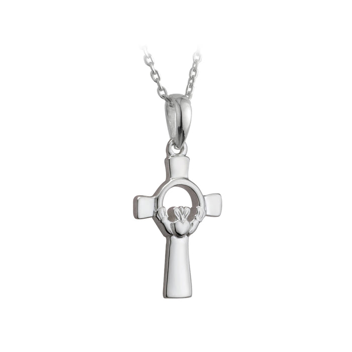 Solvar Sterling Silver Claddagh Cross Pendant S44399