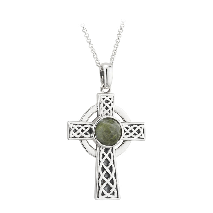 Solvar Sterling Silver Connemara Marble Cross Pendant S46173