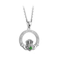 Solvar Sterling Silver Crystal Illusion Claddagh Pendant S46620