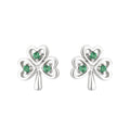 Sterling Silver Crystal Shamrock Stud Earrings