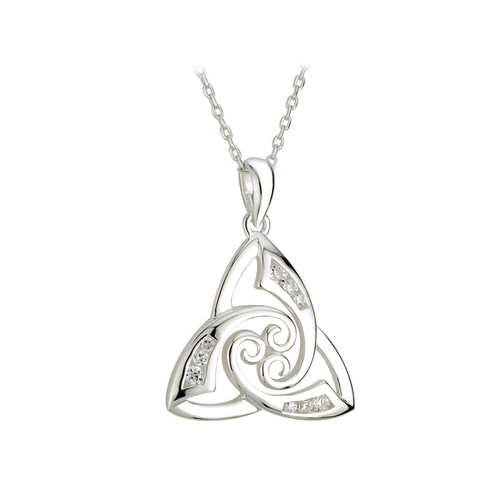 Solvar Sterling Silver Cz Twist Trinity Pendant S44857