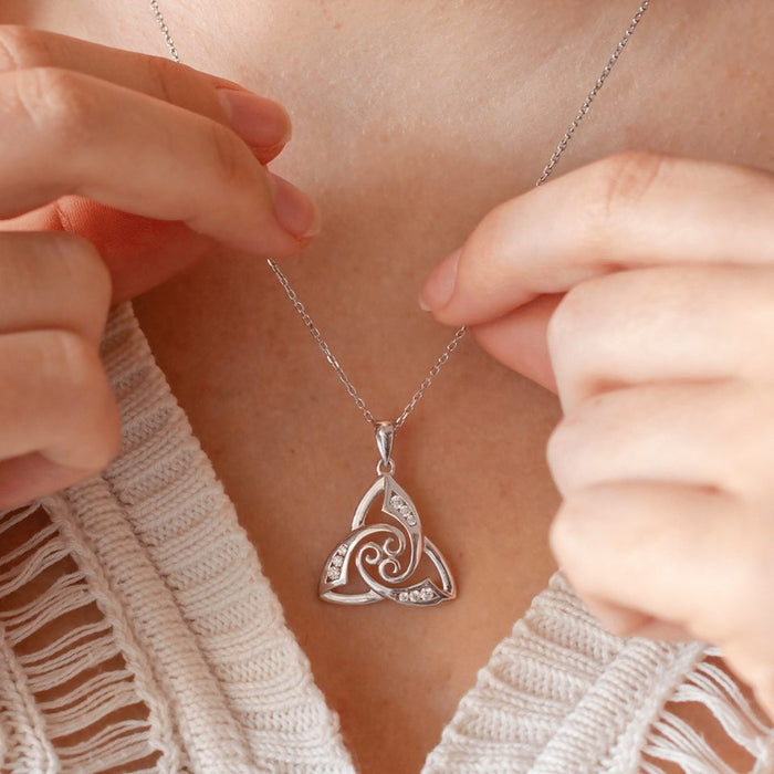 Sterling Silver Cz Twist Trinity Pendant