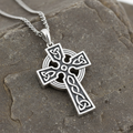 Sterling Silver Double Side Oxidized Cross On Steel Chain