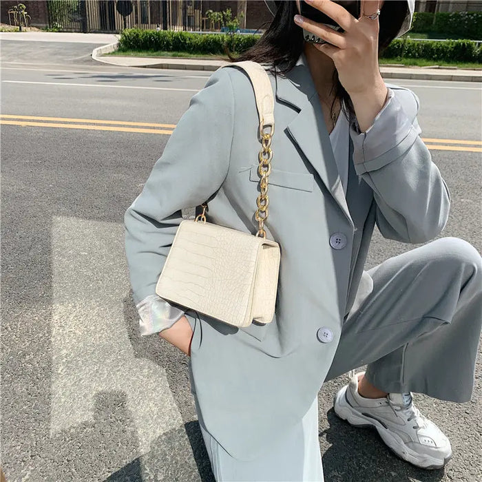 Stone Grain Shoulder Bags fashionnsio