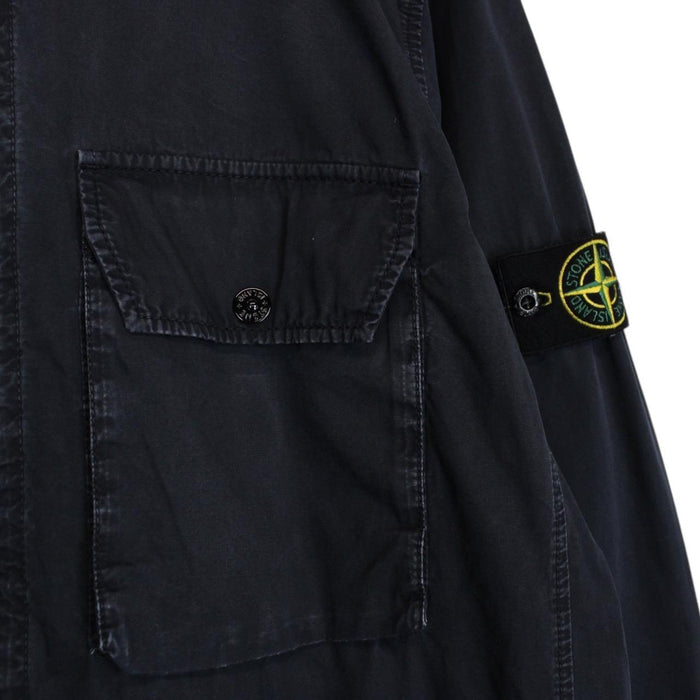 Stone Island AW 2022 Navy Blue Full Zip Cotton Overshirt Jacket
