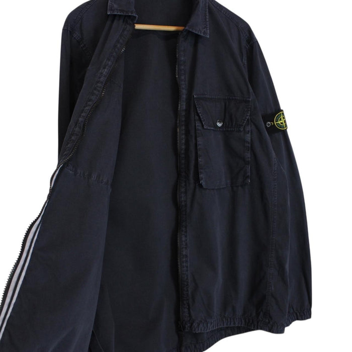 Stone Island AW 2022 Navy Blue Full Zip Cotton Overshirt Jacket