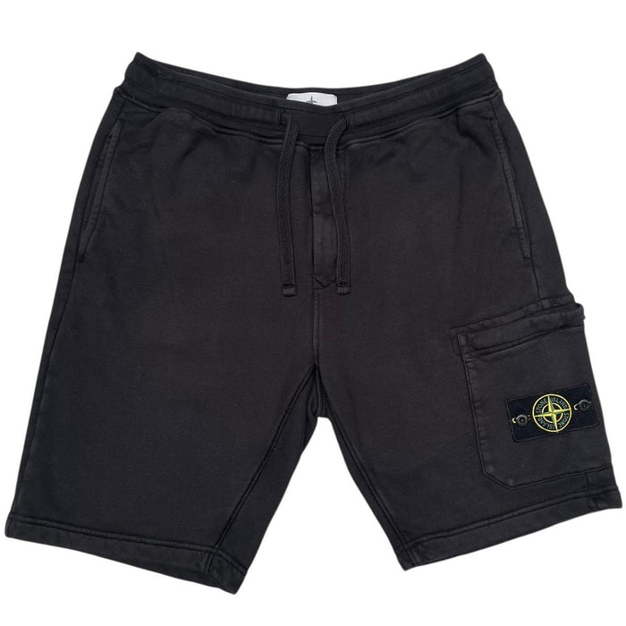 Stone Island Black Cotton Jogger Shorts