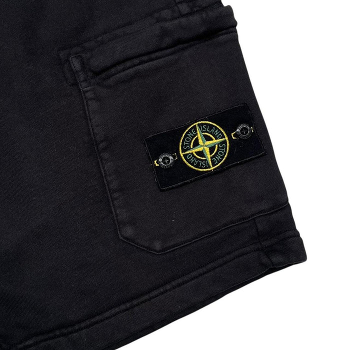 Stone Island Black Cotton Jogger Shorts