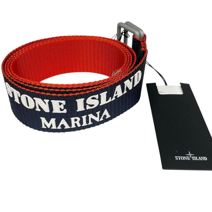 Stone Island Marina Navy Blue and Red Canvas Belt
