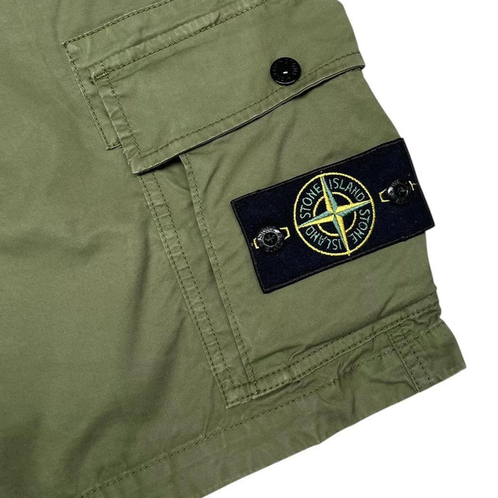 Stone Island SS 2022 Green Bermuda Cotton Cargo Shorts