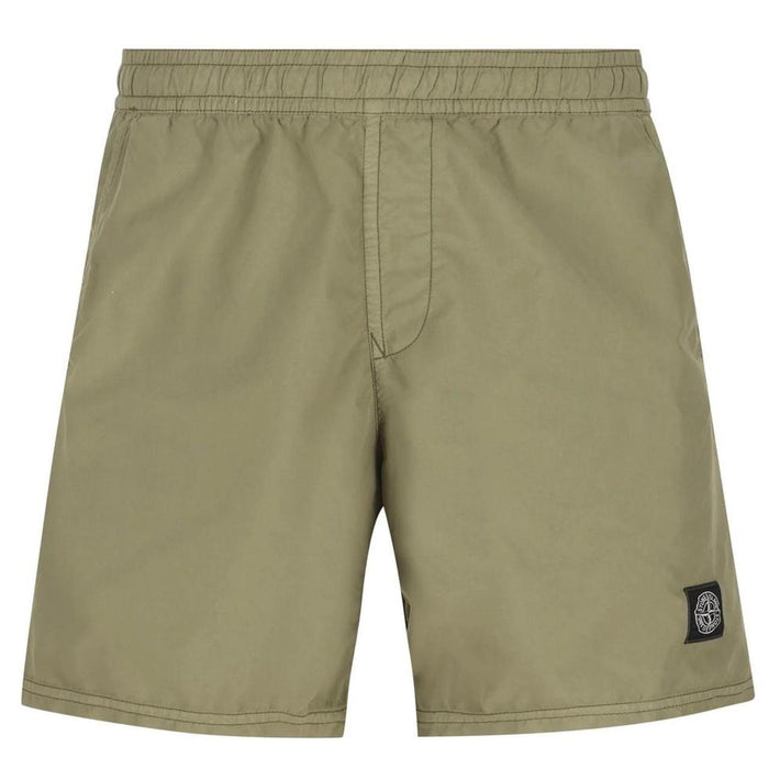 Stone Island SS26 Military Green Brushed Nylon Mid-Length Swim Shorts