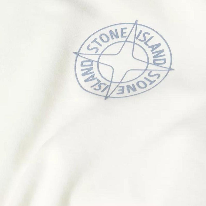 Stone Island SS26 Ivory Cotton Outline Compass Crew Neck Sweatshirt