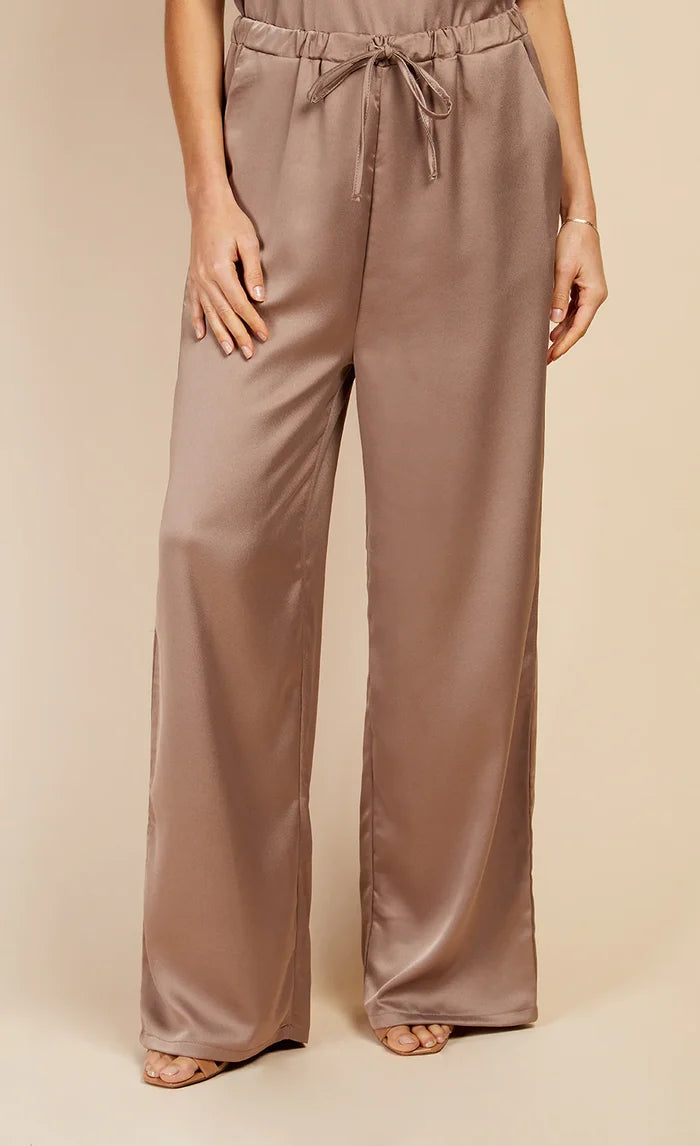 Stone Satin Trousers (Natural)