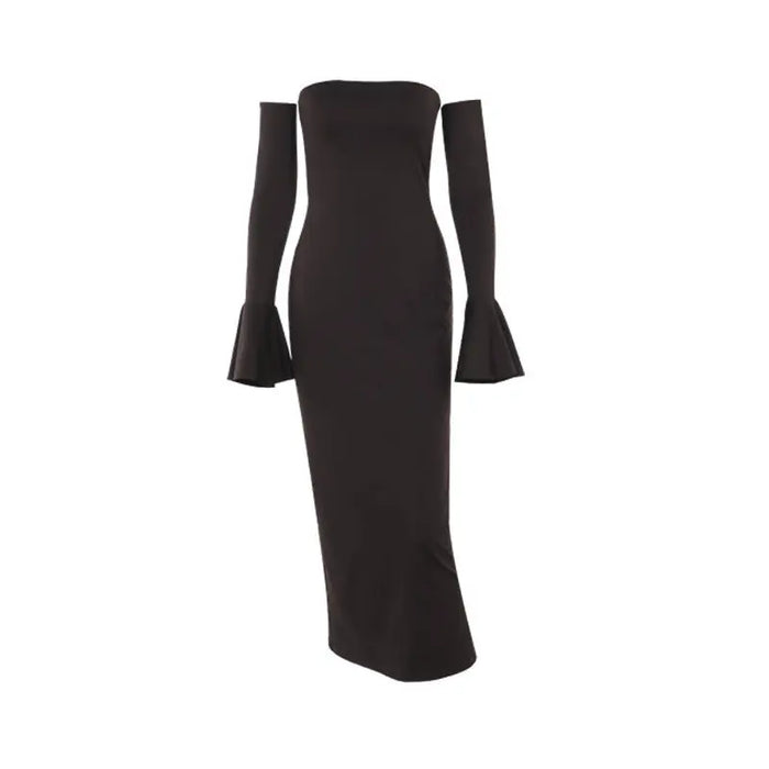 Strapless Bodycon Long Dress With Sleeve fashionnsio