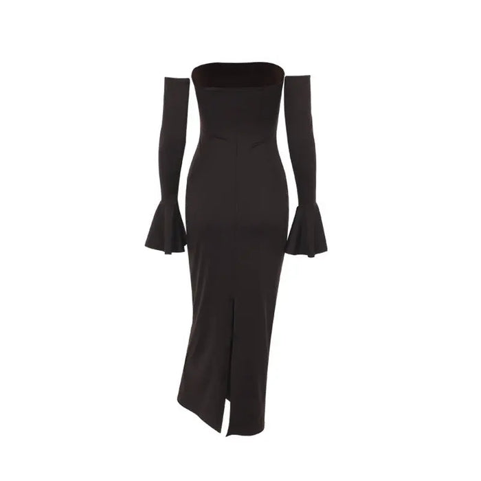 Strapless Bodycon Long Dress With Sleeve fashionnsio