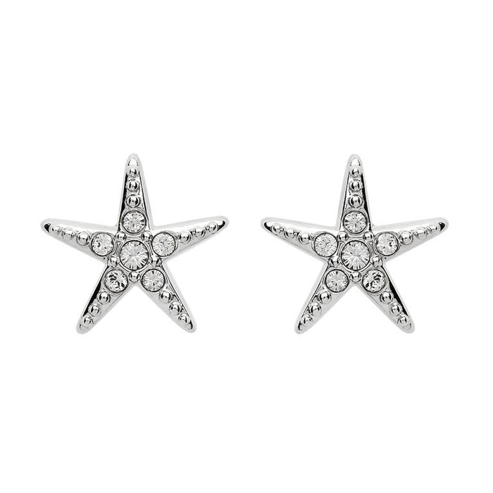 Stud Star Fish Earrings With Swarovski® Crystals