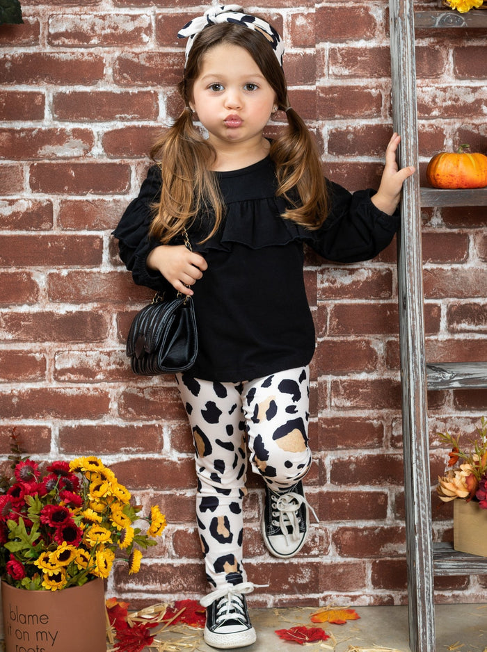 Fall Outfits | Top & Leopard Print Legging Set | Cute Fall Girls Sets