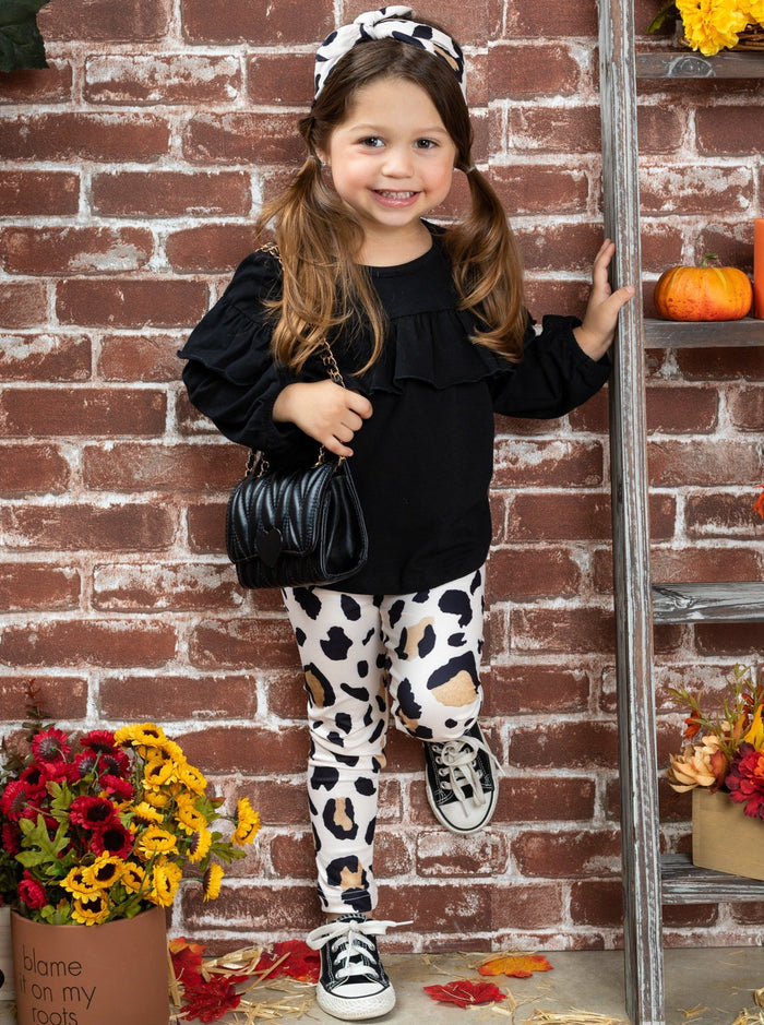 Fall Outfits | Top & Leopard Print Legging Set | Cute Fall Girls Sets