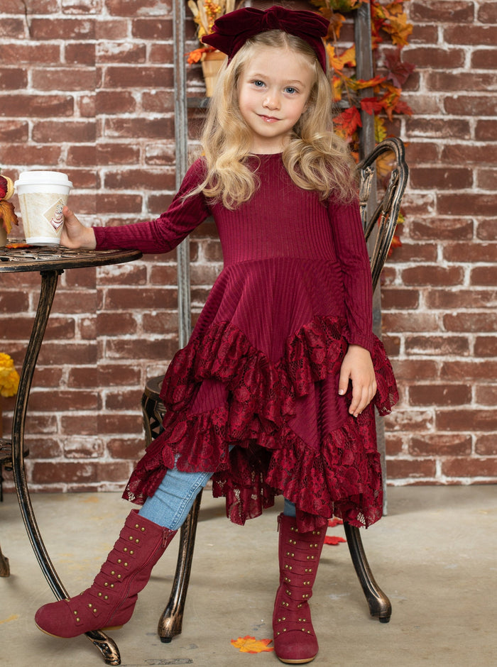 Cute Outfits For Girls | Lace Ruffle Tunic Dress | Mia Belle Girls