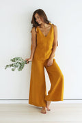Summer Linen Jumpsuit KAURI in Saffron