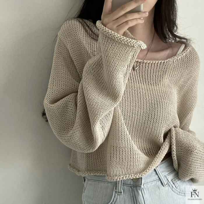 Sweater Knitted Crop Top - Fashionnsio