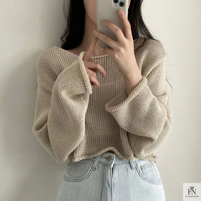 Sweater Knitted Crop Top - Fashionnsio