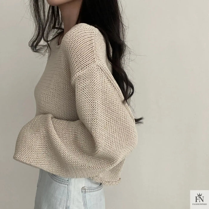 Sweater Knitted Crop Top - Fashionnsio