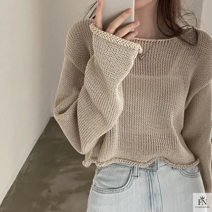 Sweater Knitted Crop Top - Fashionnsio