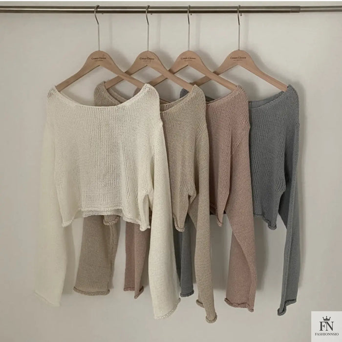 Sweater Knitted Crop Top - Fashionnsio