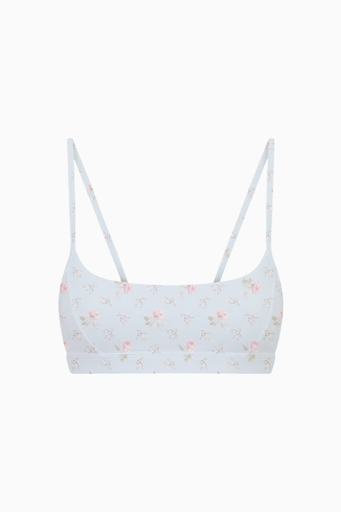 Floral-patterned crop top on a white background