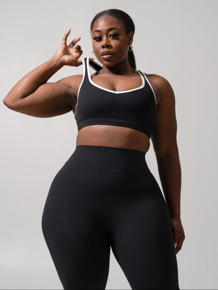 Sweetheart Nubre Sports Bra - Onyx Black and White