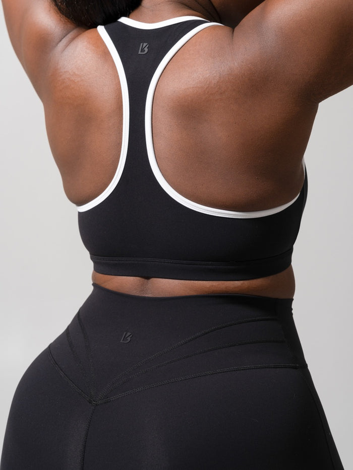 Sweetheart Nubre Sports Bra - Onyx Black and White