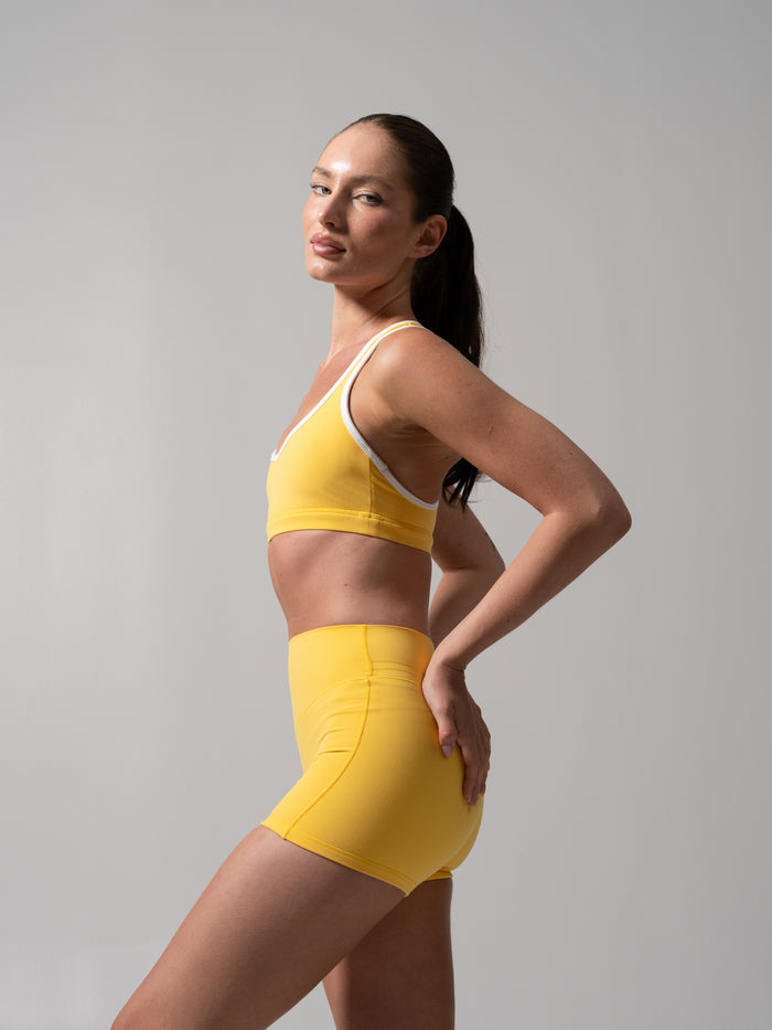 Sweetheart Nubre Sports Bra - Yellow and White